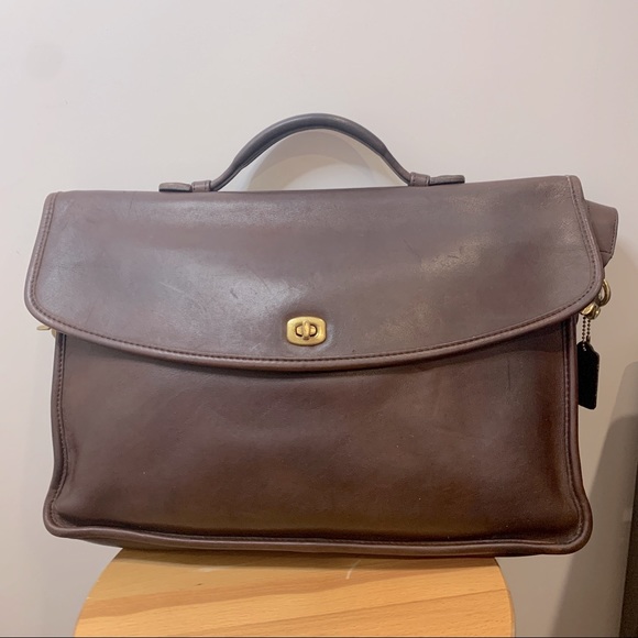 Coach | Bags | Vintage Coach Leather Laptop Turnlock Bag | Poshmark